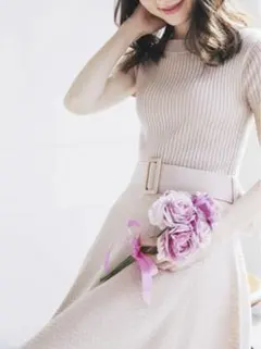 tocco closet ベルト付き切替ニットワンピース