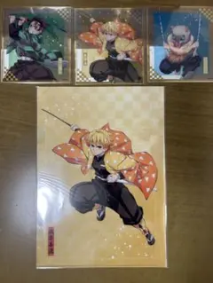 鬼滅の刃　アニプレくじ　E賞クリアファイルF賞クリア色紙　炭治郎善逸伊之助