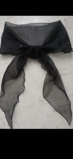 シフォン 黒 ストール パール付き ショール ドレス シースルー 結婚式 卒業式