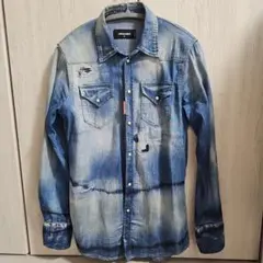 DSQUARED2 デニムシャツ ウエスタン ダメージ加工 インディゴブルー40