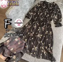 fifth プリーツシフォンフラワープリントワンピース　長袖　シースルー　総柄