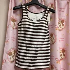 ブラウン/ホワイト ボーダータンクトップ XL