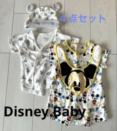 Disney baby ミッキーマウスロンパースセット　肌着　帽子　スタイ新生児