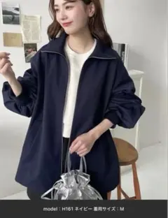 moment+ コットンライクツイルスタンドリブカラージップコートのサムネイル