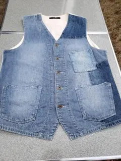 Johnbull　パッチワーク　デニム　ベスト　ジョンブル　中古　尾錠