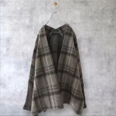 ★美品◆シップス◆ 〈手洗い可能〉袖リブ切り替えチェックショート羽織be