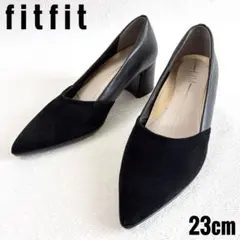 fitfit 23cm ポインテッドヒールスニーカー 異素材 黒 外反母趾のサムネイル