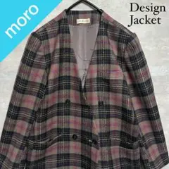 No.1239 VINTAGE 古着 アウター ノーカラージャケット チェック柄