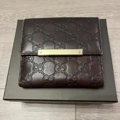 GUCCI GGパターン 二つ折り財布 ブラウン