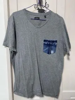 DIESEL グレー Vネック Tシャツ L