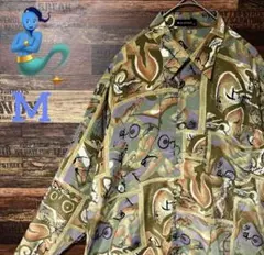 【個性派古着】幾何学模様　LUOH 総柄 長袖シャツ アート　希少　M