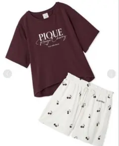 ジェラートピケ ルージュチェリーレーヨンロゴTシャツ＆ショートパンツセット