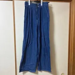 ダークブルーデニム ワイドレッグパンツ