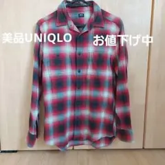 美品メンズUNIQLO赤と黒のチェック柄ネルシャツ Mサイズ