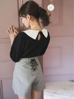 GRL チェック柄バックリボンショートパンツ