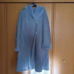 フリース フード付き ロングコート ライトブルー