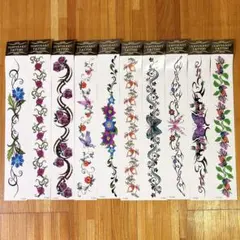 ⭐️ロング タトゥーシール10枚セット セクシー 腰 へそ 花 蝶