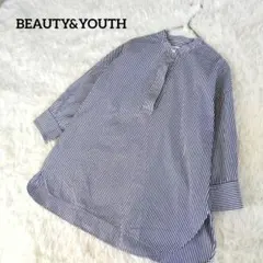 BEAUTY&YOUTH タイプライターバンドカラースキッパー７分袖シャツ