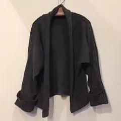 【美品】ZARA ニットアウター　ザラ　羽織り　カーディガン　グレー　短丈　M
