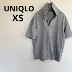 早い者勝ち✨️UNIQLO 【XS】グレー ボタン付きポロシャツ おしゃれ