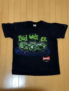 90s バドワイザー ヴィンテージTシャツフェードブラック L 90's Budweiser バドワイザー KING OF BEERS 両面プリント T