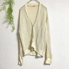 ユニクロ　3Dメッシュカーディガン　ホワイト　【L】夏エレガント