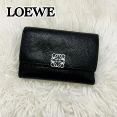 ✨極美品✨現行　ロエベ　バーティカル ウォレット スモール　三つ折り財布　黒 極美✨ロエベ 三つ折り トライフォールド レザー オールブラック