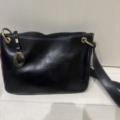 ランセル ショルダーバッグ クロスボディ レザー 紺 ネイビー 型押しロゴ