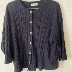 Aya ネイビー コットン カーディガン