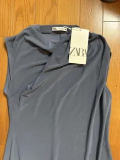ZARA ノースリーブ ロングワンピース ブルーのサムネイル