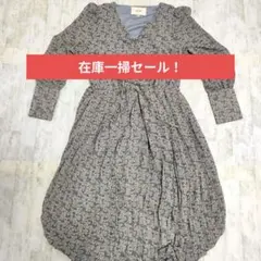 ​【極美品】ECLIN エクラン 小花柄ギャザーワンピース ブルー Mサイズ