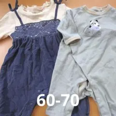 西松屋 60-70 ロンパース カバーオール 女の子 長袖 セット まとめ売り