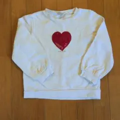 petit main ハート刺繍トレーナー 110 アイボリー プティマイン