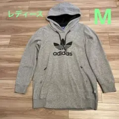 【adidas/アディダス】ロングパーカー　グレー　ゆったり　Mサイズ