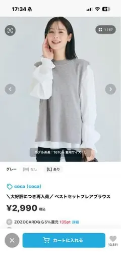 【一部新品】coca 2点セット ニットベストセットブラウス