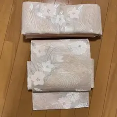 正絹作り帯 二重太鼓 流水草花文 - メルカリ
