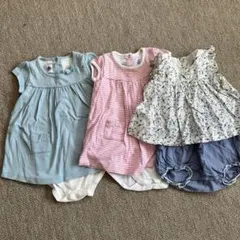 プチバトー　ロンパース・カバーオール3点セット