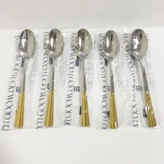 LUCKY WOOD ラッキーウッド 金彩 スプーン 5本セット 未使用 保管品のサムネイル