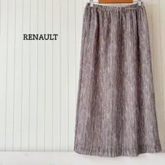 ルノー プリーツスカート フレア ロング とろみ ウエストゴム シワ加工 美品