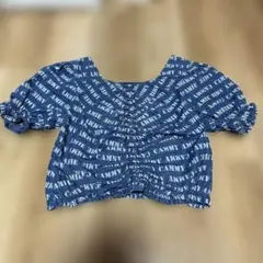キッズ　デニム　ヘソ出し　クロップド　トップス