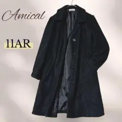 Amical ロングコート11AR 黒 冬服 アウター 羽織り 防寒 古着のサムネイル