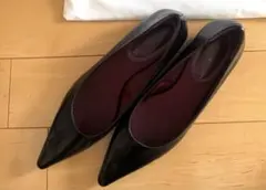 ZARA ポインテッドトゥ フラットシューズ ブラック 39のサムネイル