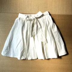 ハニーズ M スカート フレア プリーツスカート タック 白 綿 ジュニア