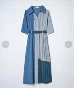 【未使用】レディアゼル REDYAZEL バイカラープリーツシャツワンピース