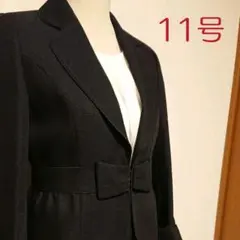 【新品】立体素材セットアップスカートスーツ パイピング 11号 黒 卒入学式など