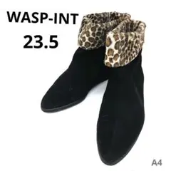 【日本製】wasp-int 23.5 レオパード折り返しショートブーツ歩きやすい