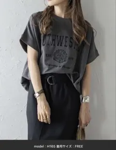 【新品】Bonjour Sagan カレッジ刺繍ピグメントスウェットTシャツ