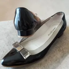 美品♡ジルスチュアート 本革エナメルポインテッドトゥフラットパンプス スケルトン