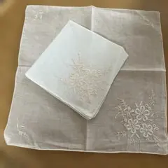 花柄刺繍 スワトウハンカチ２枚