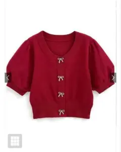 GRL リボンビジューパフスリーブニットトップス[ru1118]